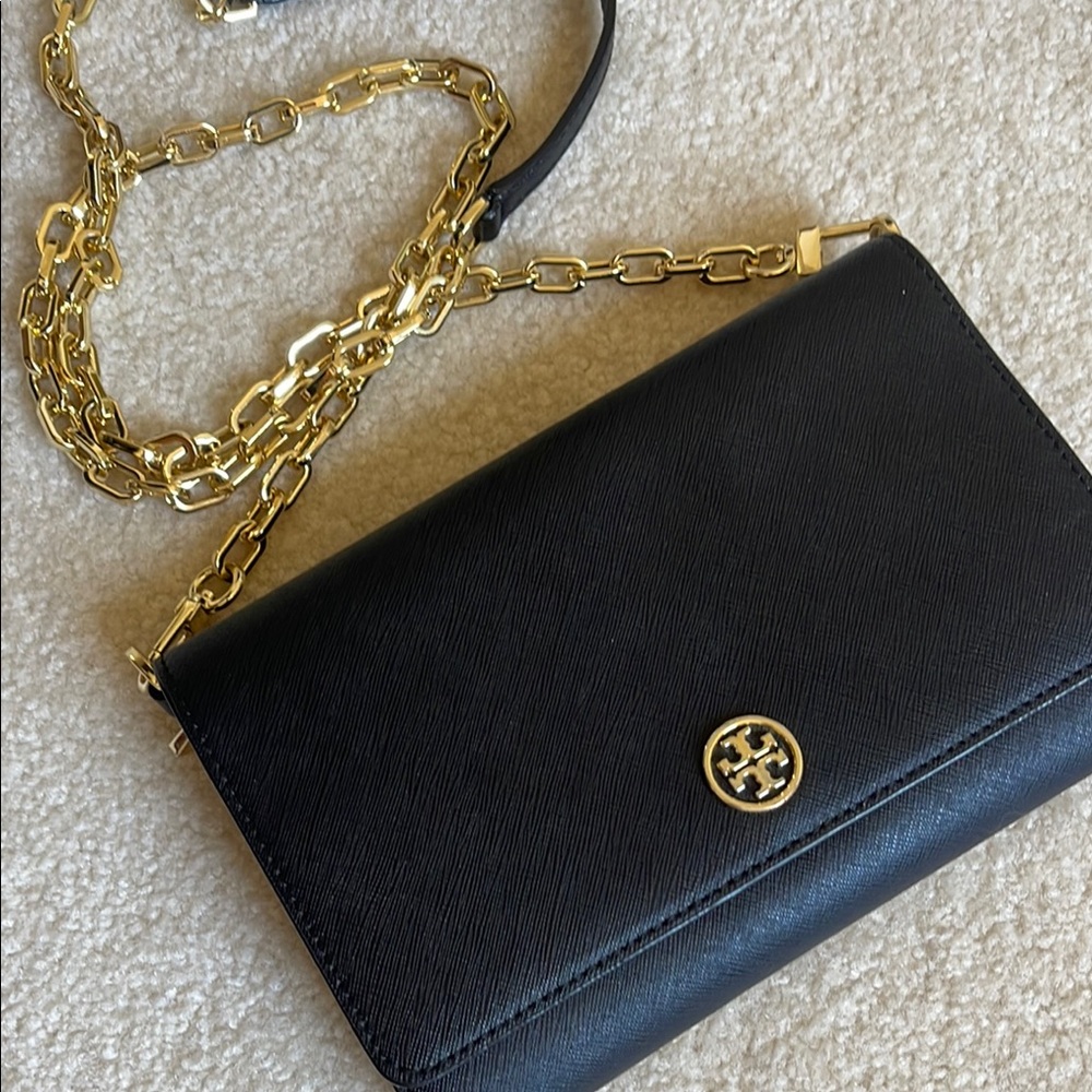 Tory Burch Black Crossbody Wallet on Chain Bag